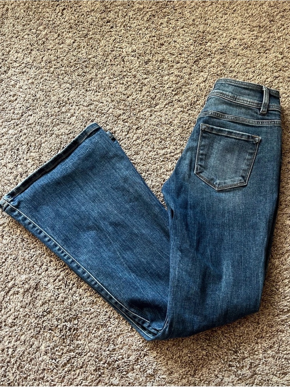 Women's KanCan Dark Wash Distressed Denim Jeans Bootcut Flare Mid Rise Kurvy 26